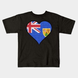 Turks And Caicos Jigsaw Puzzle Heart Design - Gift for Turks And Caicos With Turks And Caicos Roots Kids T-Shirt